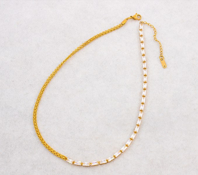Modern Style Stainless Titanium Steel Necklace with Inlay Artificial Gemstones