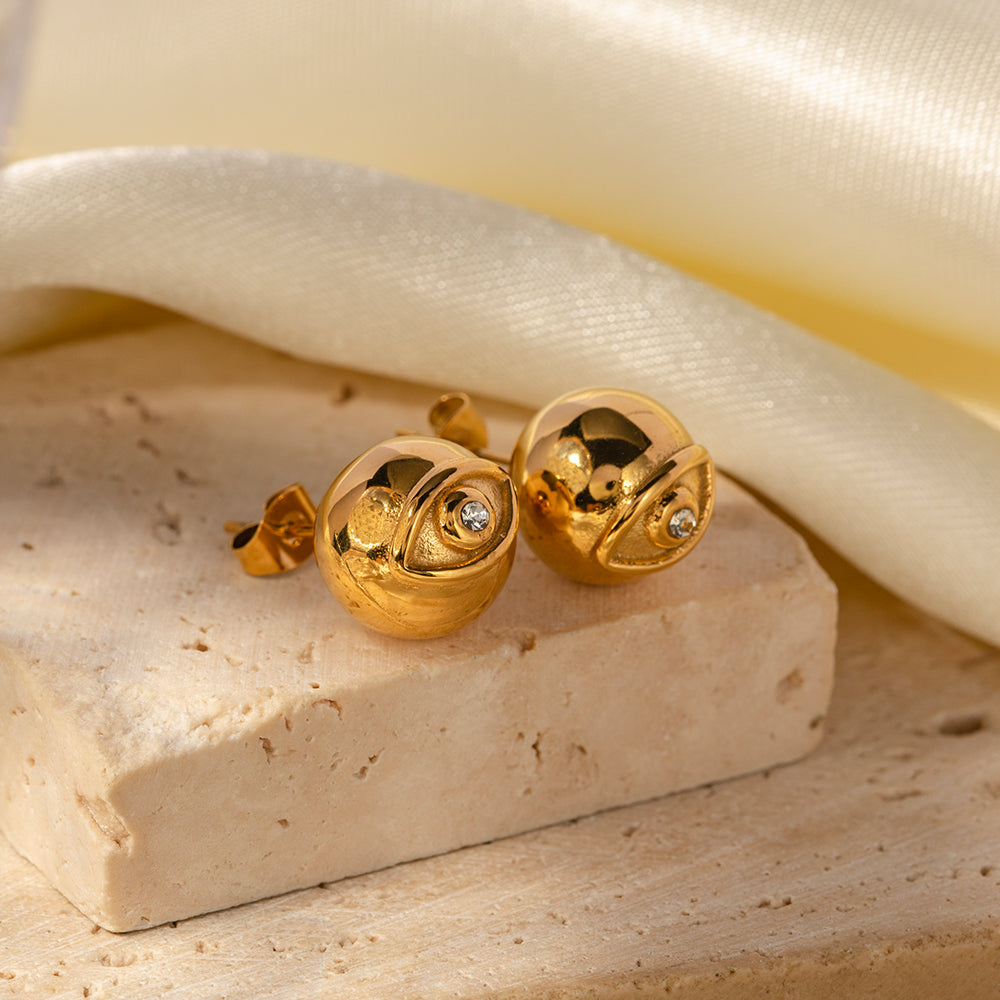 IG Style Devil'S Eye Plating Inlay Stainless Steel Rhinestones 18K Gold Plated Ear Studs