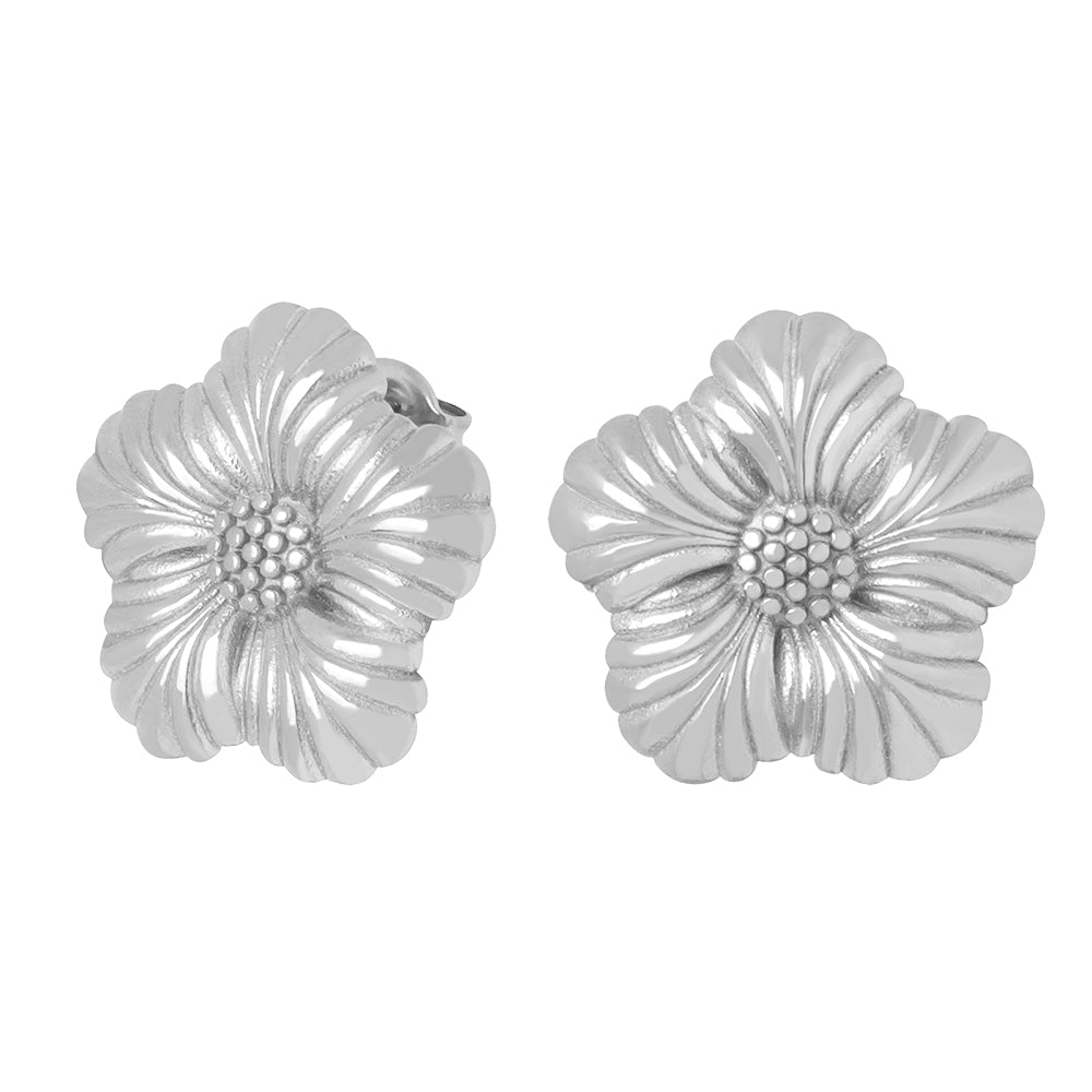 Flower Titanium Steel 18K Gold Plated Ear Studs