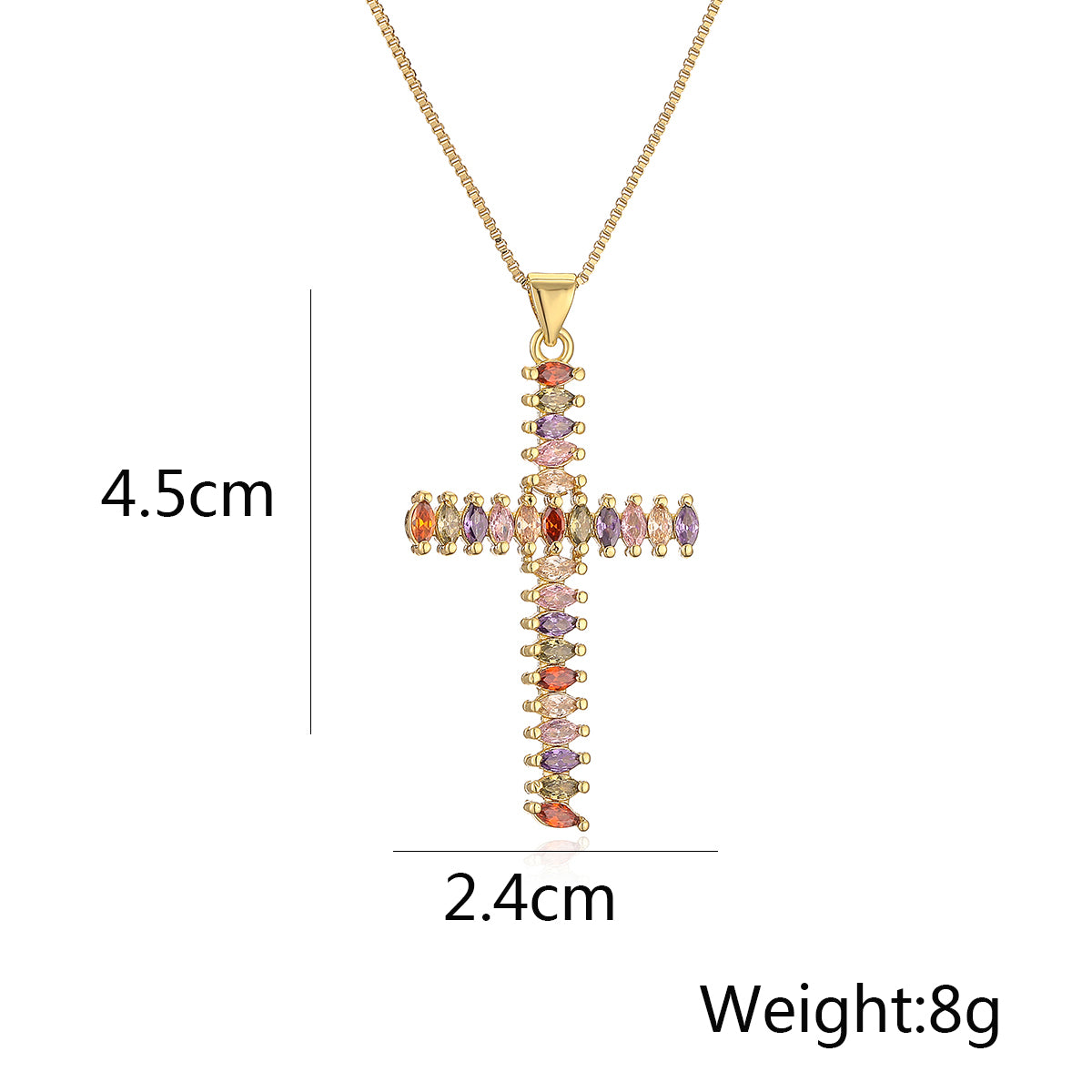 Cross Copper Plating Inlay Artificial Pearls Zircon 18K Gold Plated Pendant Necklace