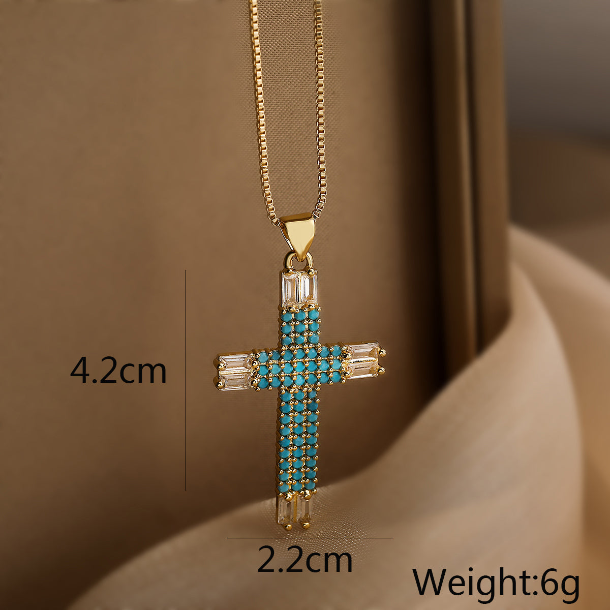 Cross Copper Plating Inlay Artificial Pearls Zircon 18K Gold Plated Pendant Necklace