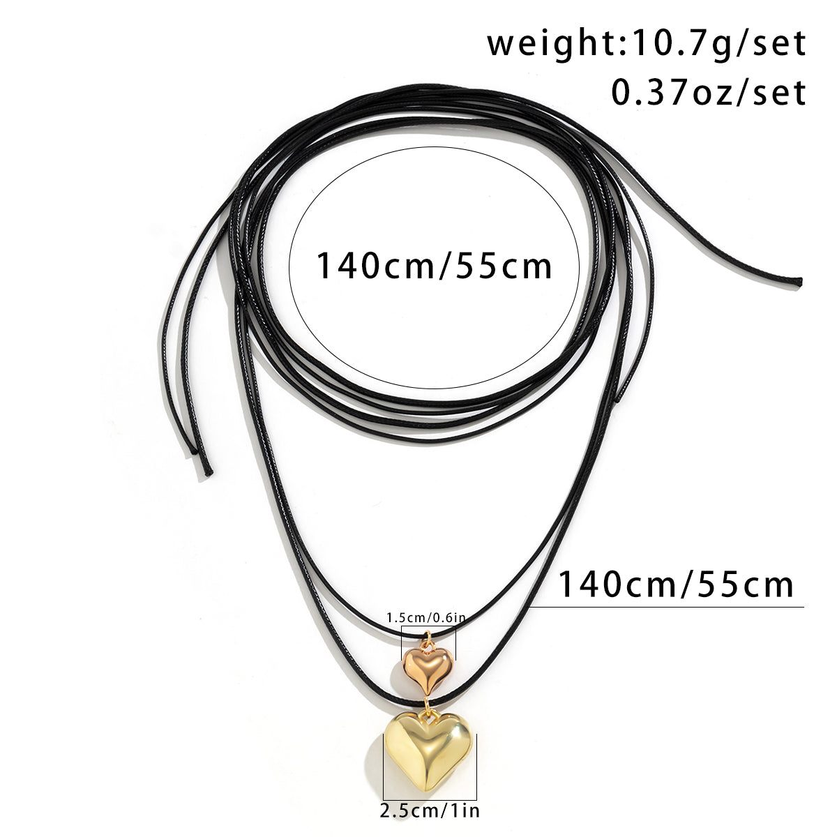 Layered Women's Pendant with leather wax cord and 3D Heart Shape motif by alloy