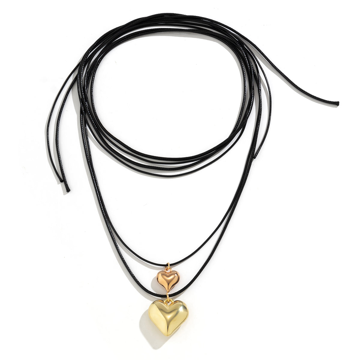 Layered Women's Pendant with leather wax cord and 3D Heart Shape motif by alloy