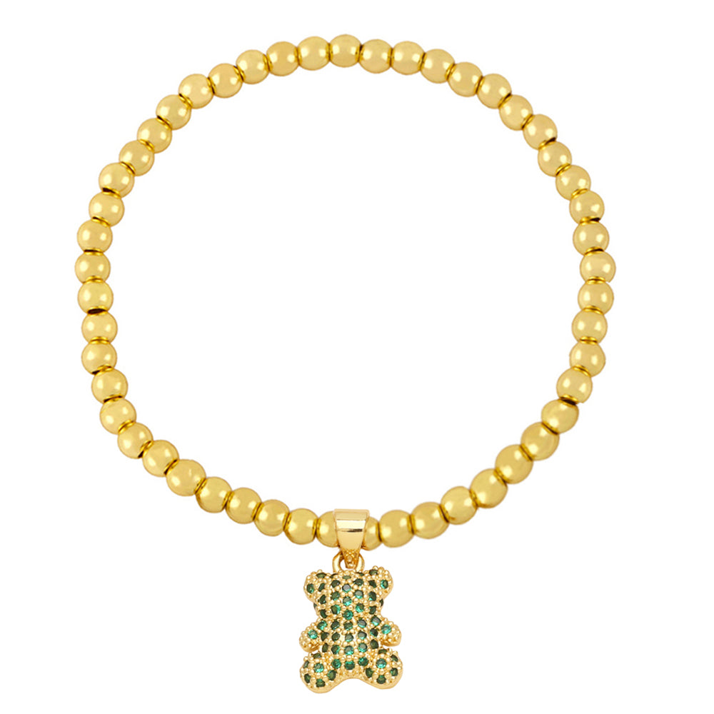 Cute Fashion Bear Copper Beaded Plating Inlay Zircon Bracelets