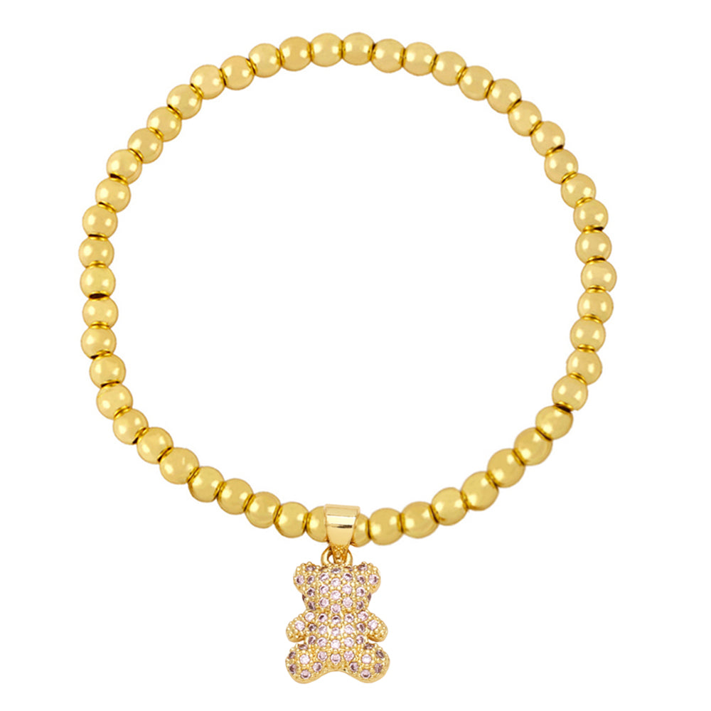 Cute Fashion Bear Copper Beaded Plating Inlay Zircon Bracelets