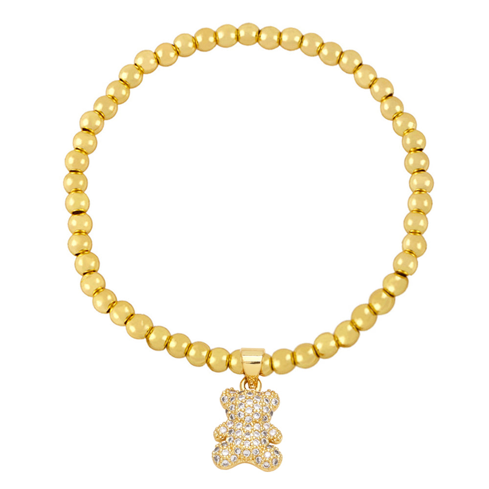 Cute Fashion Bear Copper Beaded Plating Inlay Zircon Bracelets