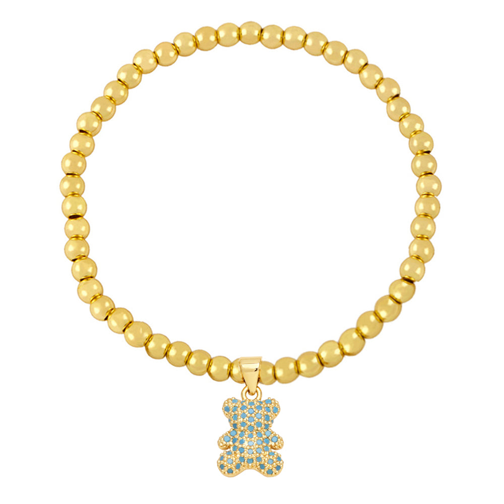 Cute Fashion Bear Copper Beaded Plating Inlay Zircon Bracelets