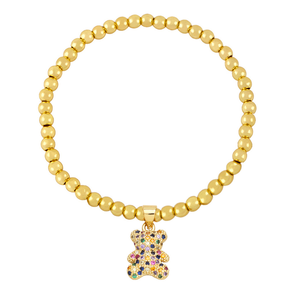 Cute Fashion Bear Copper Beaded Plating Inlay Zircon Bracelets