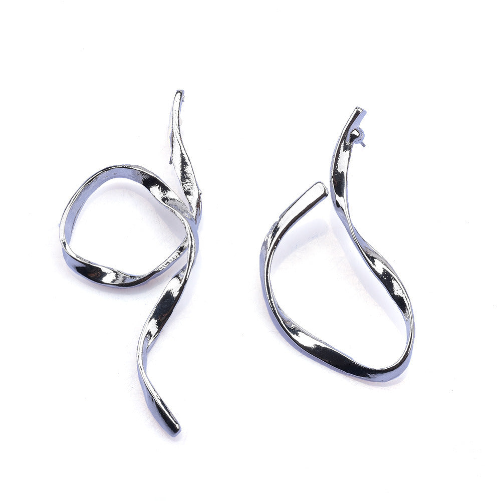 Irregular Plating Metal Ear Studs