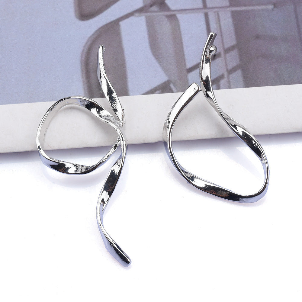 Irregular Plating Metal Ear Studs