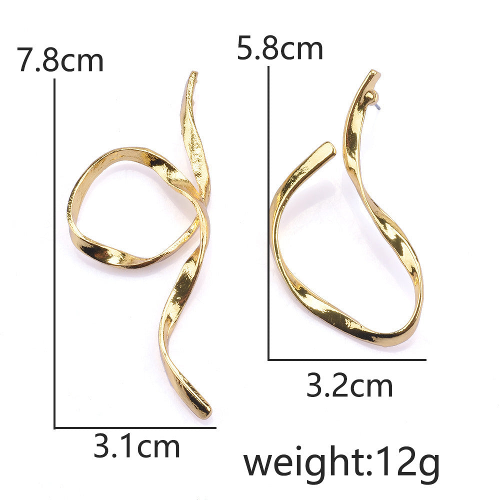 Irregular Plating Metal Ear Studs