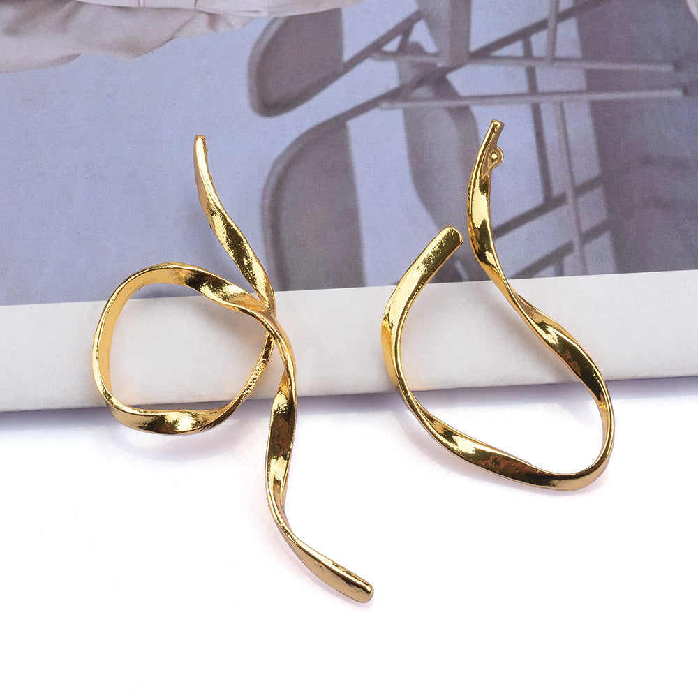 Irregular Plating Metal Ear Studs
