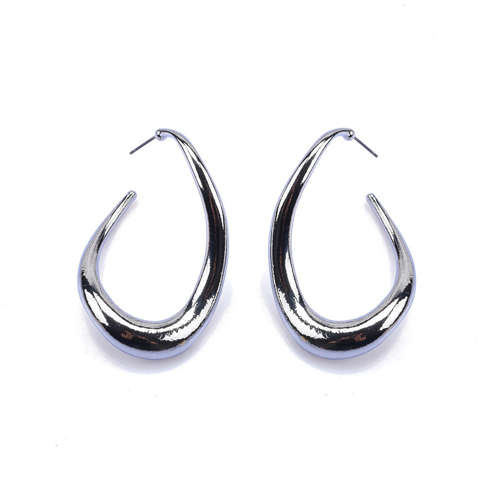 C Shape Asymmetrical Plating Metal Ear Studs