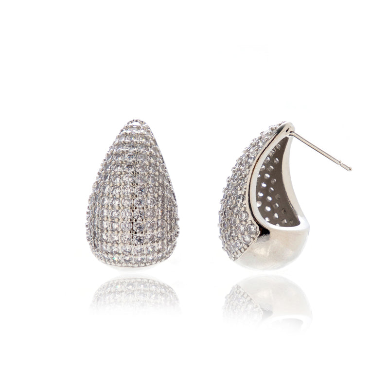 Water Droplets Inlay Copper Zircon Ear Studs