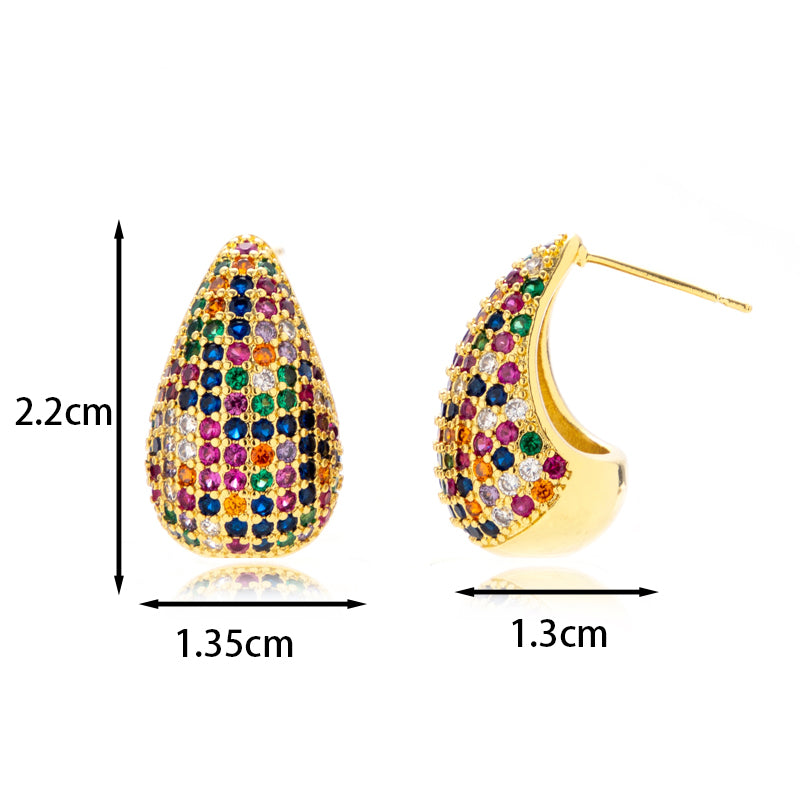 Water Droplets Inlay Copper Zircon Ear Studs