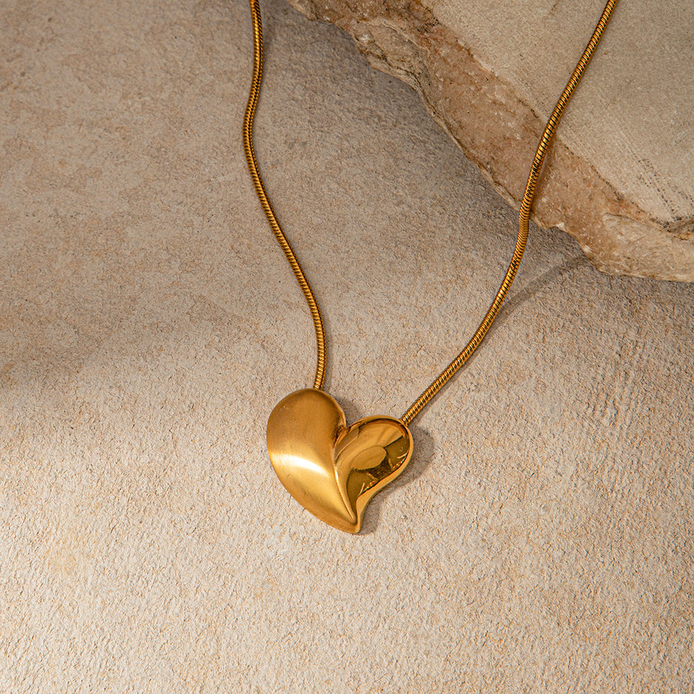 Simple Style Heart Shape Stainless Steel Plating 18K Gold Plated Earrings Necklace