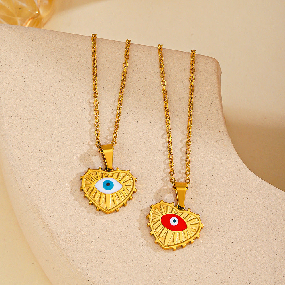 Vintage Style Heart Shape Stainless Steel Titanium Steel Plating Pendant Necklace