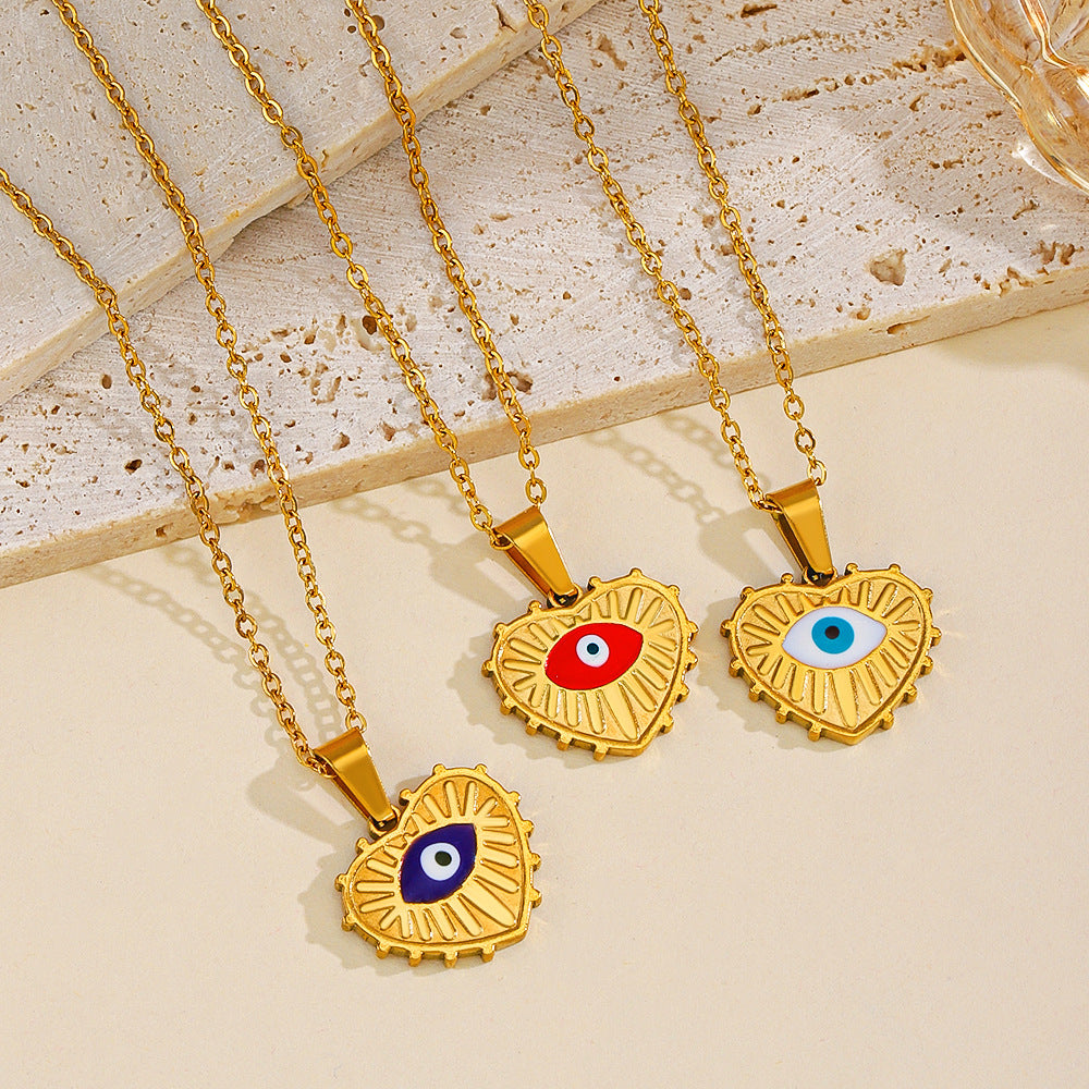 Vintage Style Heart Shape Stainless Steel Titanium Steel Plating Pendant Necklace