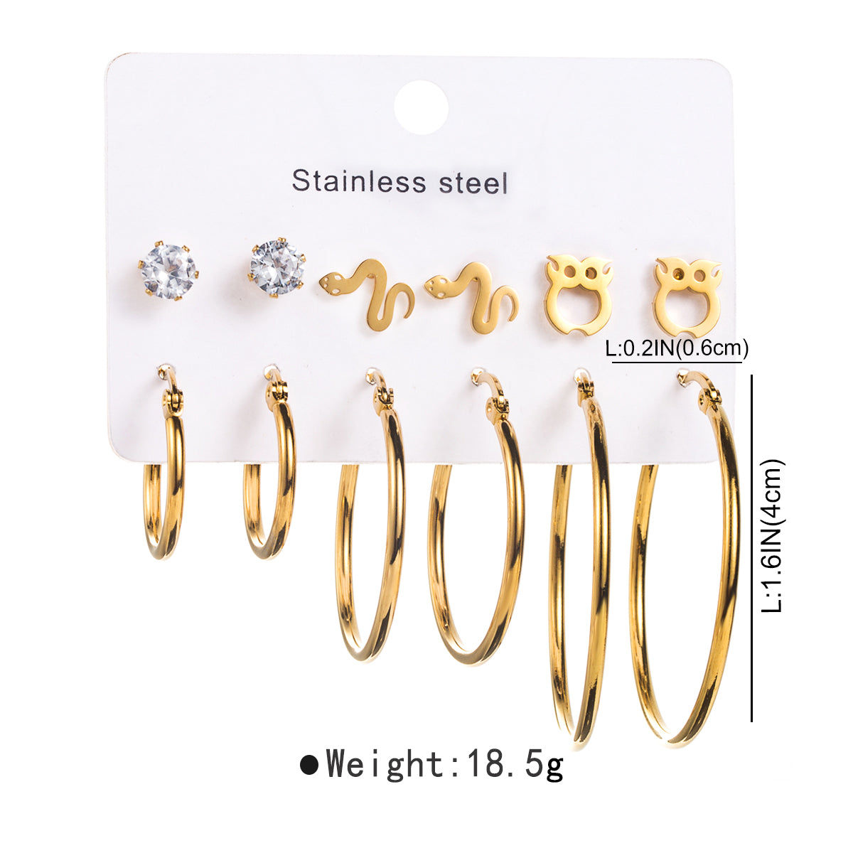 1 Set Modern Style Simple Style Solid Color Stainless Steel Earrings