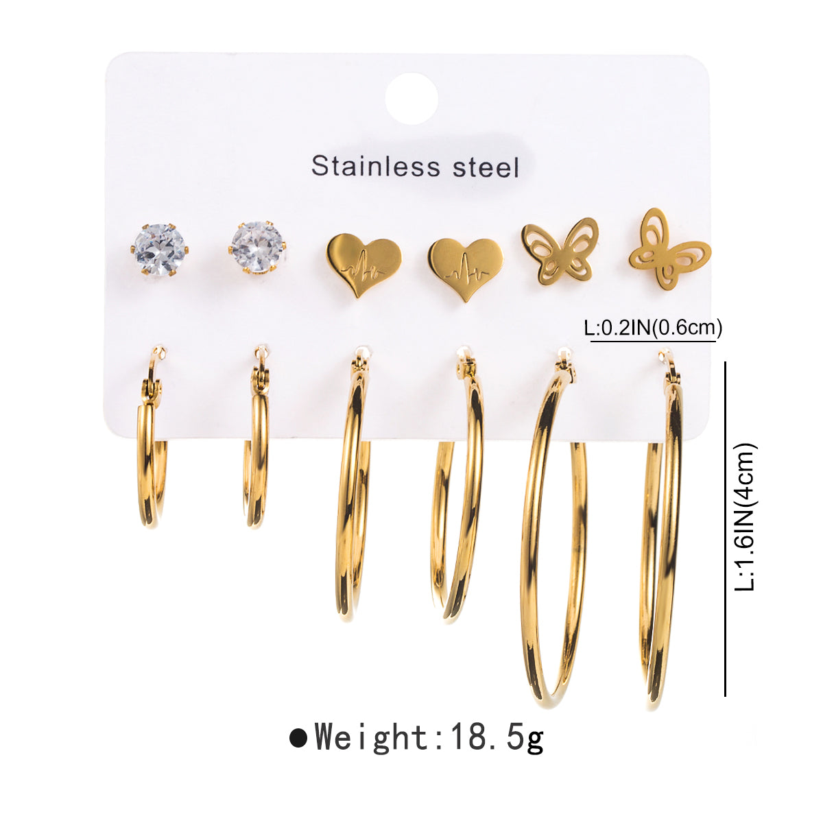 1 Set Modern Style Simple Style Solid Color Stainless Steel Earrings