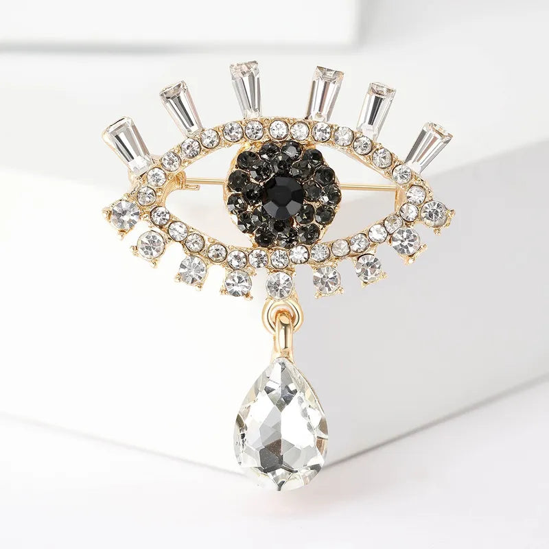 Shiny Evil Eye Alloy Inlay Crystal Rhinestones Unisex Brooches