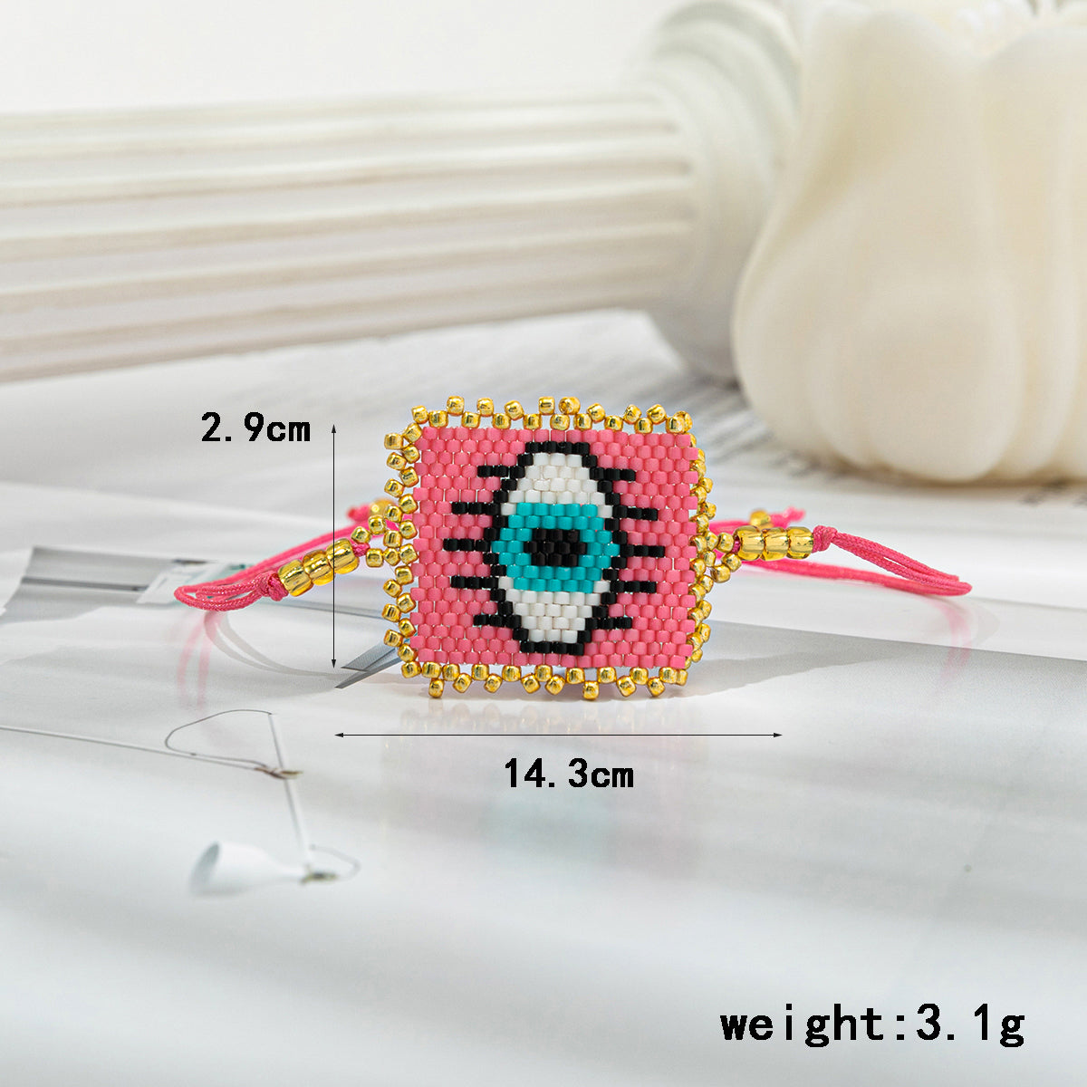 Retro Devil's Eye Heart Shape Glass Rope Handmade Women's Bracelets
