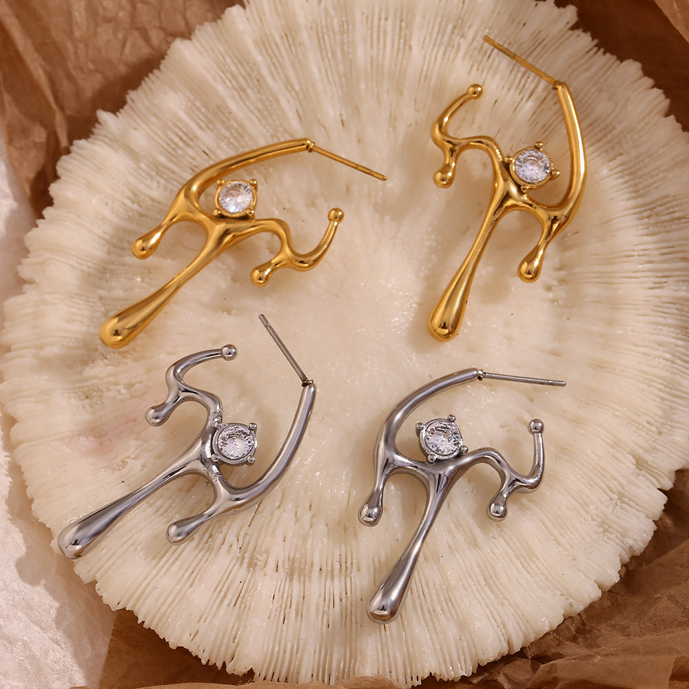 Vintage Style Simple Style Classic Style Irregular Plating Inlay Stainless Steel Zircon 18k Gold Plated Ear Studs