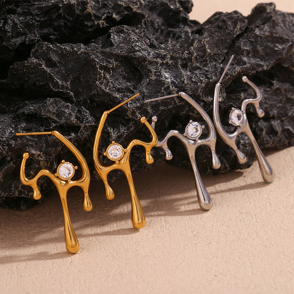 Vintage Style Simple Style Classic Style Irregular Plating Inlay Stainless Steel Zircon 18k Gold Plated Ear Studs
