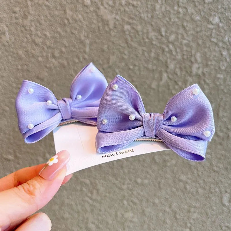 Kid'S Cute Bow Knot Cloth Hair Clip, pack of 2 pieces