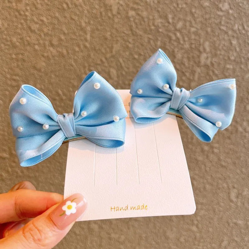 Kid'S Cute Bow Knot Cloth Hair Clip, pack of 2 pieces