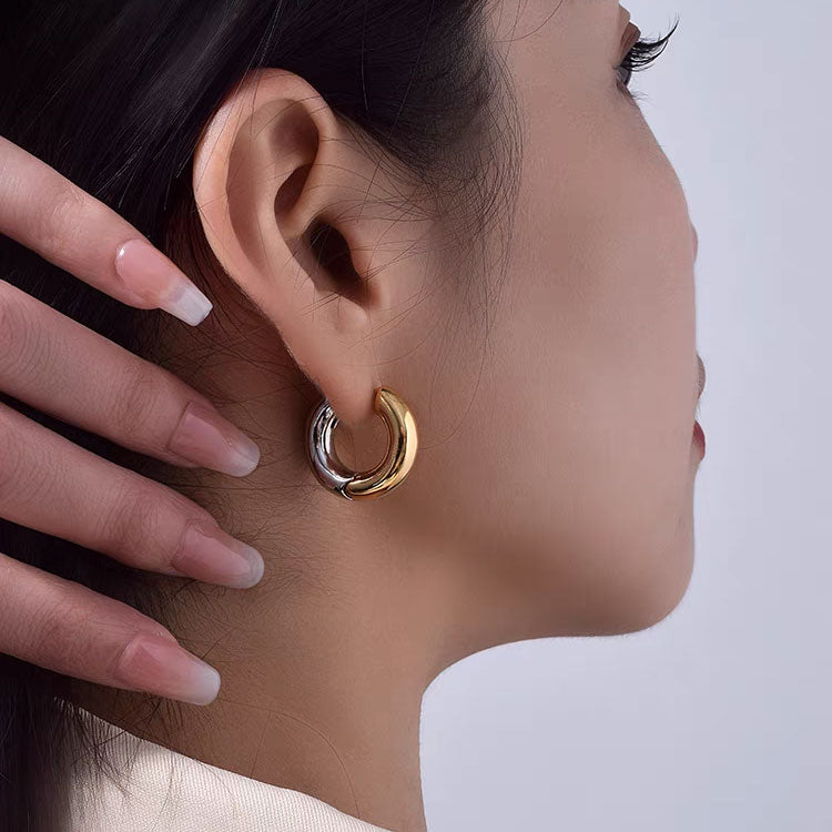 Sweet Heart Shape Plating Titanium Steel 18K Gold Plated Drop Earrings
