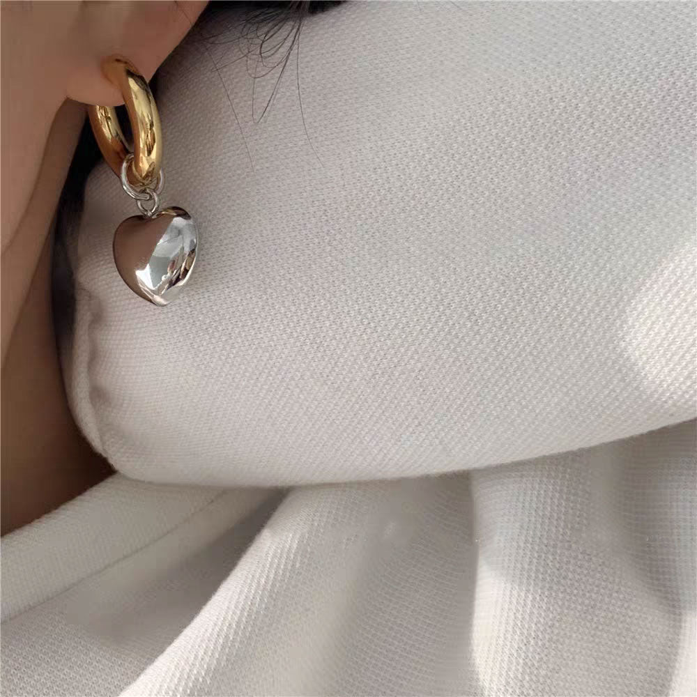 Sweet Heart Shape Plating Titanium Steel 18K Gold Plated Drop Earrings