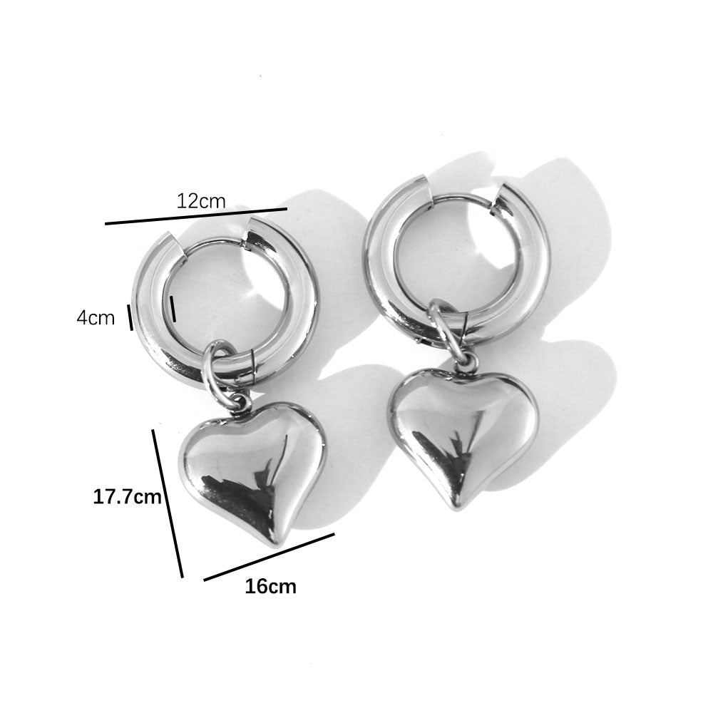 Sweet Heart Shape Plating Titanium Steel 18K Gold Plated Drop Earrings