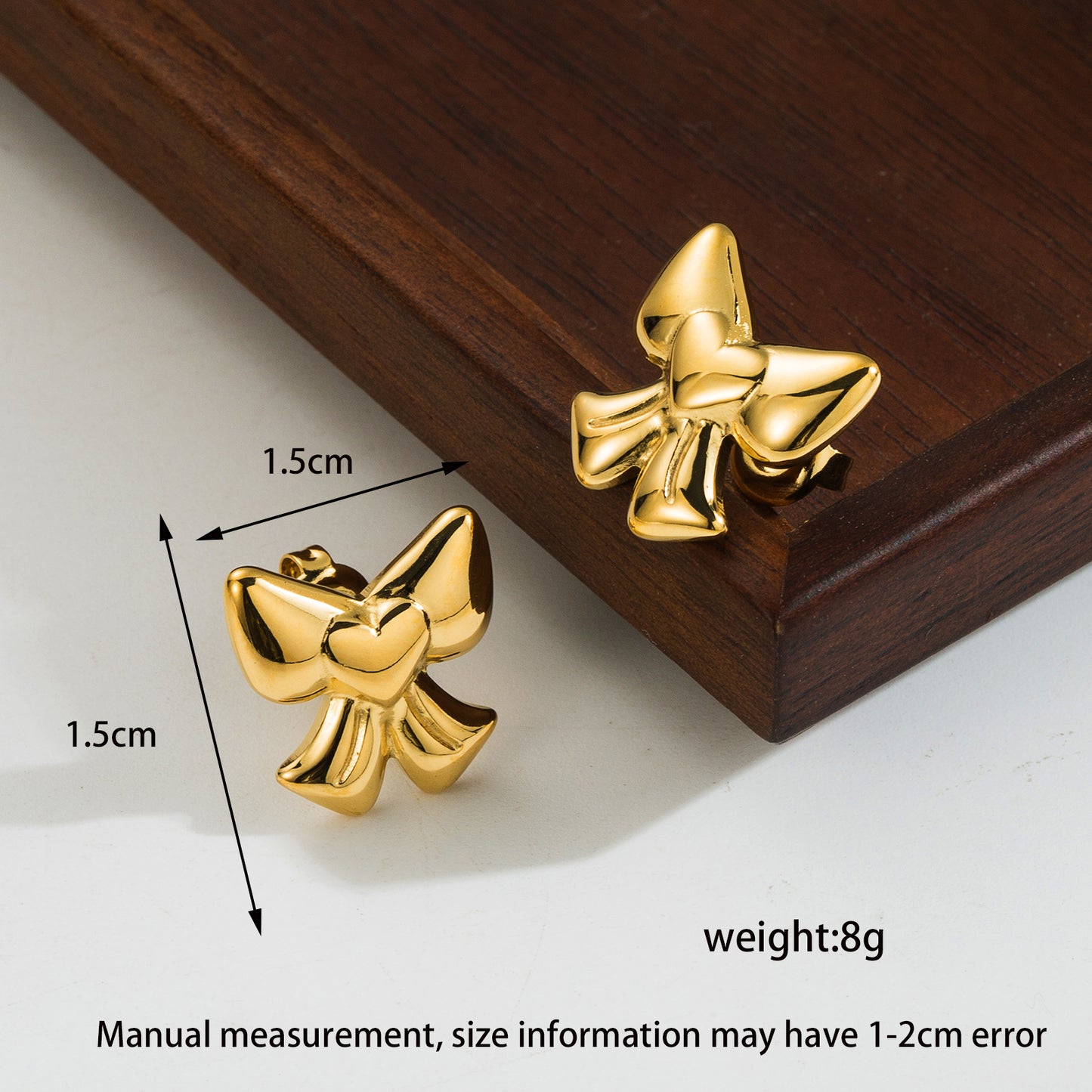 Cute Heart Bow Knot Stainless Steel Ear Studs