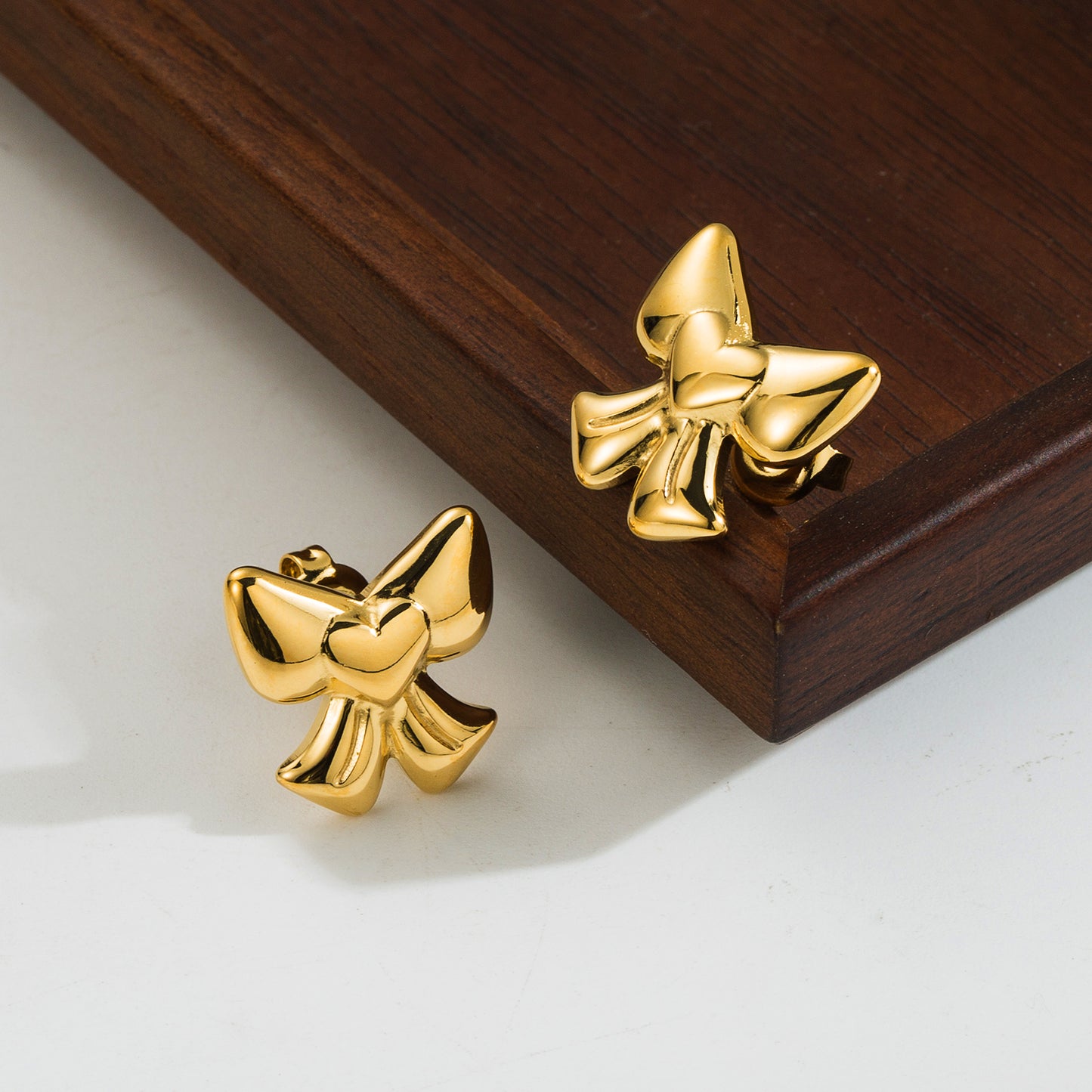 Cute Heart Bow Knot Stainless Steel Ear Studs