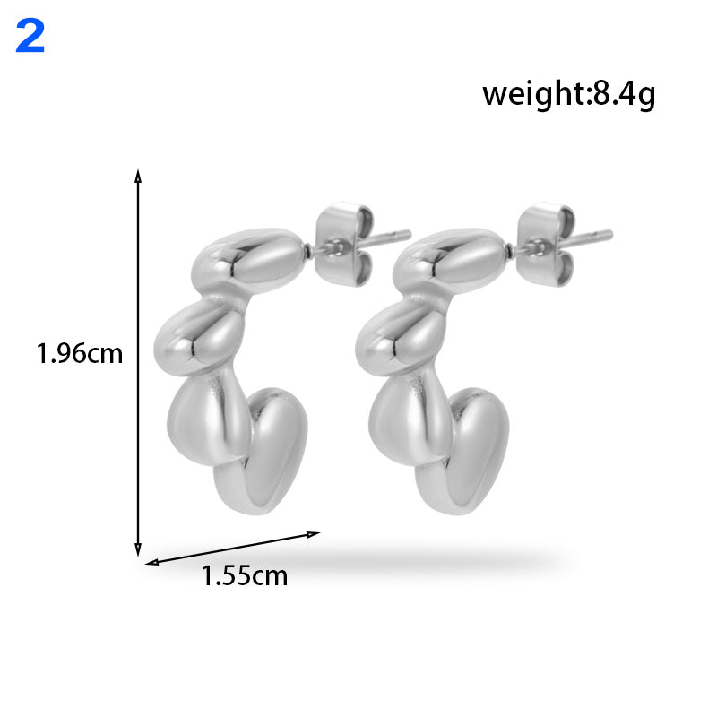 Ig Style Simple Style C Shape Geometric Heart Shape Plating Stainless Steel 18k Gold Plated Earrings