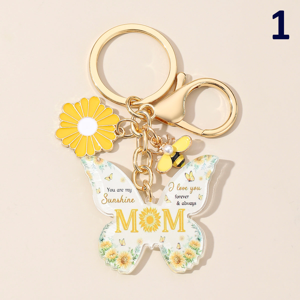 Elegant MAMA Butterfly Arylic Keychain, pack of 2