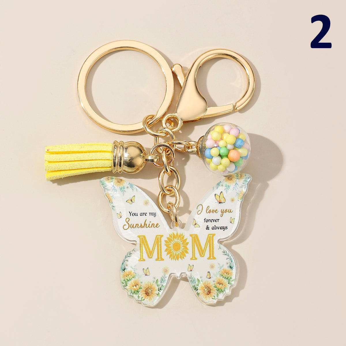 Elegant MAMA Butterfly Arylic Keychain, pack of 2