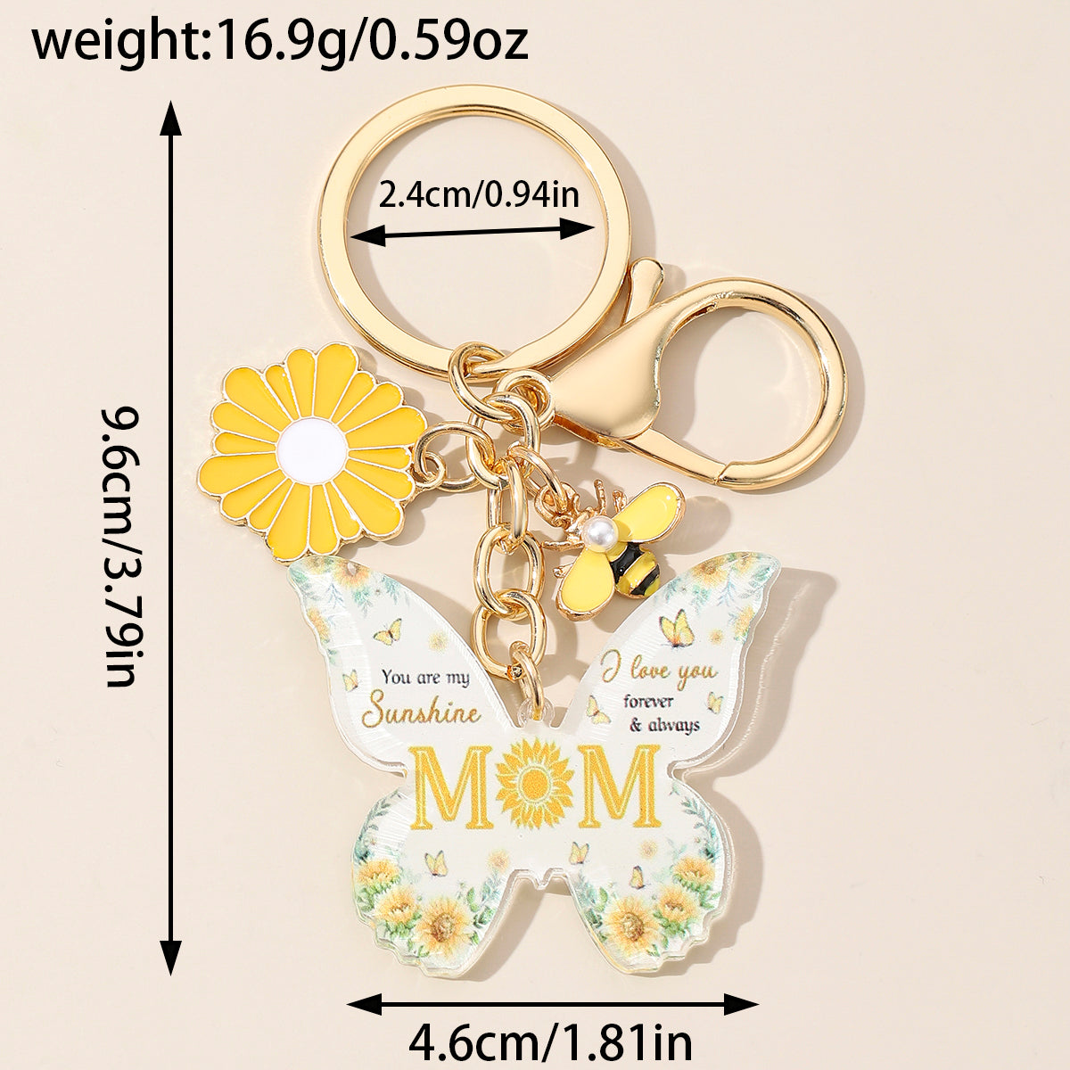 Elegant MAMA Butterfly Arylic Keychain, pack of 2