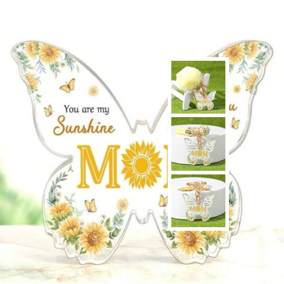 Elegant MAMA Butterfly Arylic Keychain, pack of 2