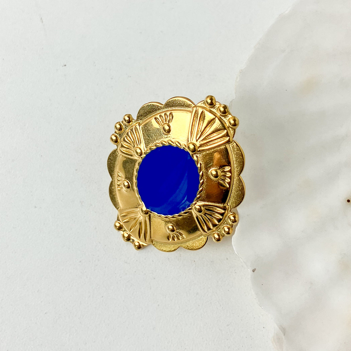 Stainless Steel Gold Plated Vintage Style Simple Style Plating Inlay Irregular Heart Shape Turquoise Pearl Zircon Open Rings