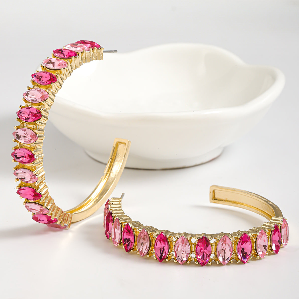 Σκουλαρίκια hoop με πολύχρωμα rhinestones – Χονδρική So Cute by Dimi