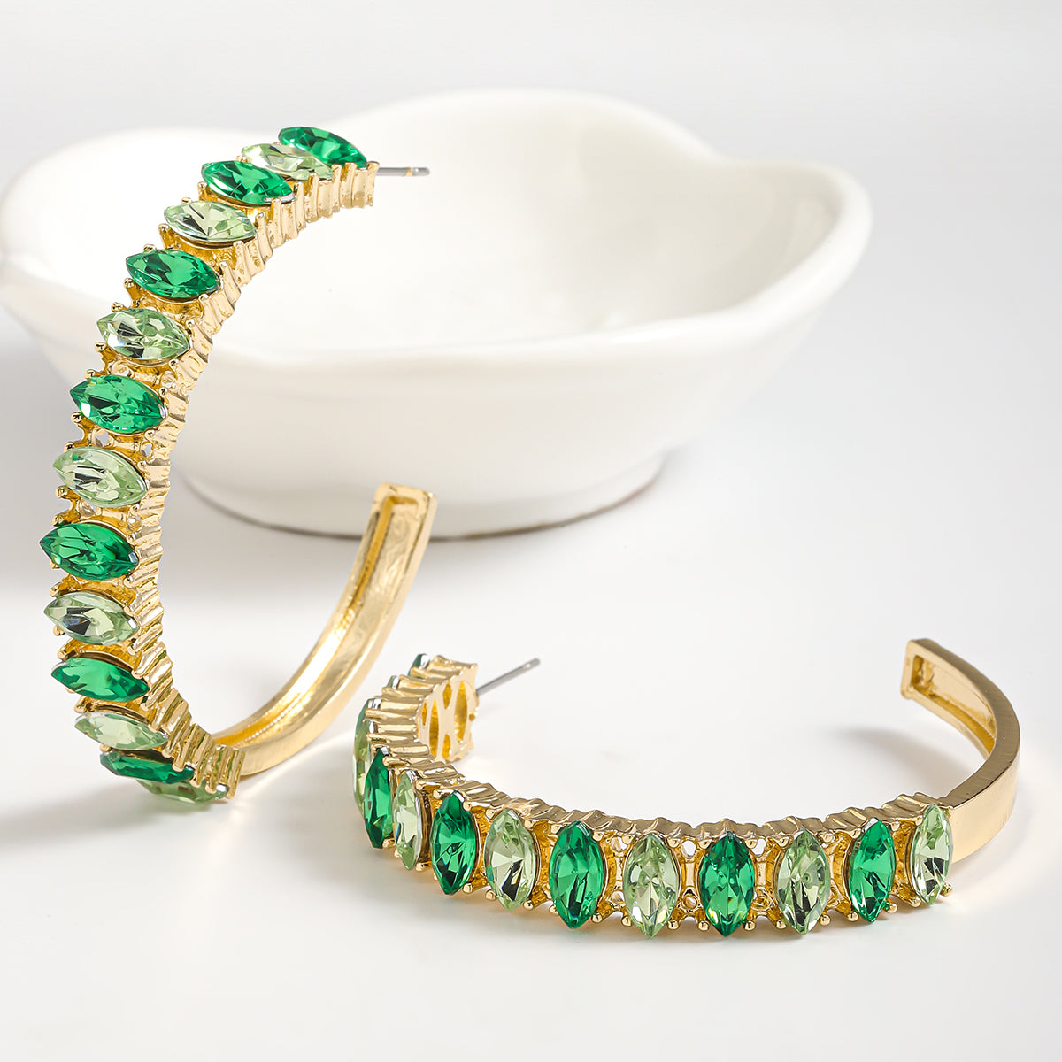 Σκουλαρίκια hoop με πολύχρωμα rhinestones – Χονδρική So Cute by Dimi