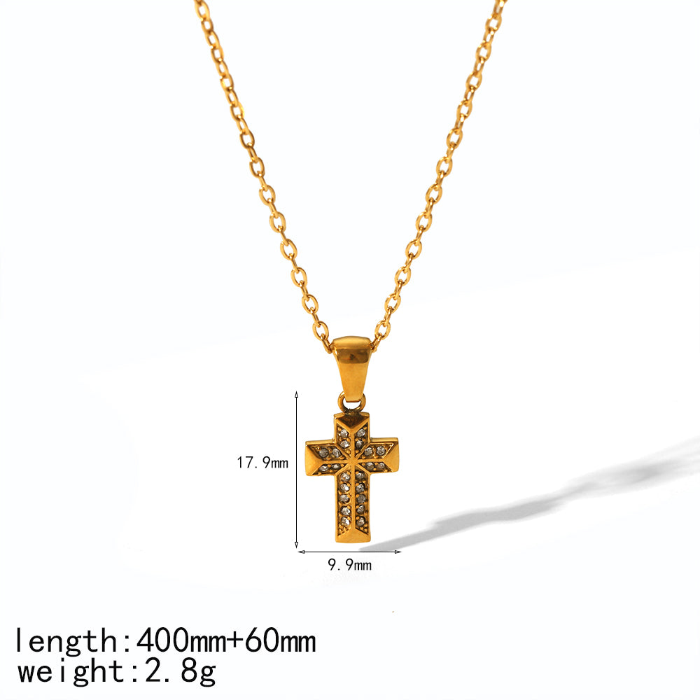 Χονδρικό Zircon Cross Mini – κολιέ σταυρός με ζιργκόν από επιχρυσωμένο ατσάλι – So Cute by Dimi
