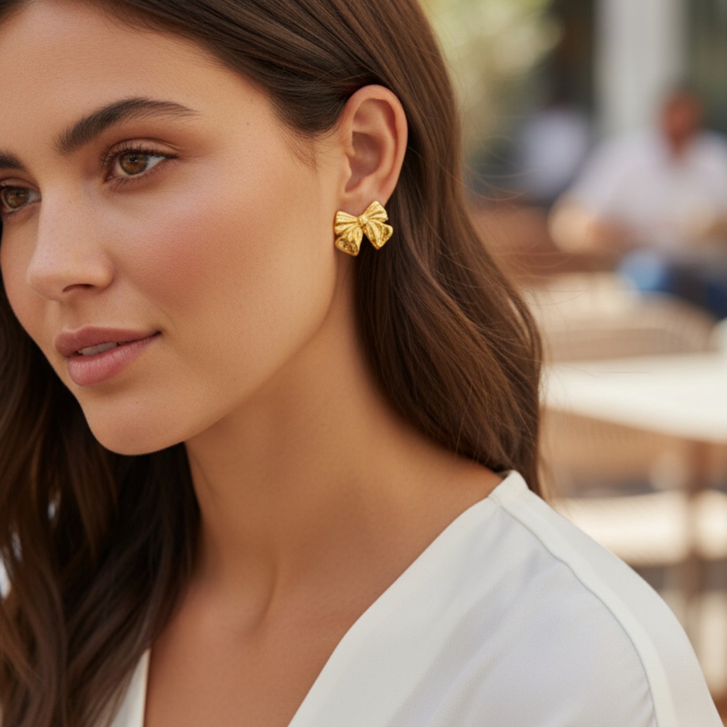 Ατσάλινα σκουλαρίκια φιόγκος χρυσό και ασημί – So Cute by Dimi χονδρική