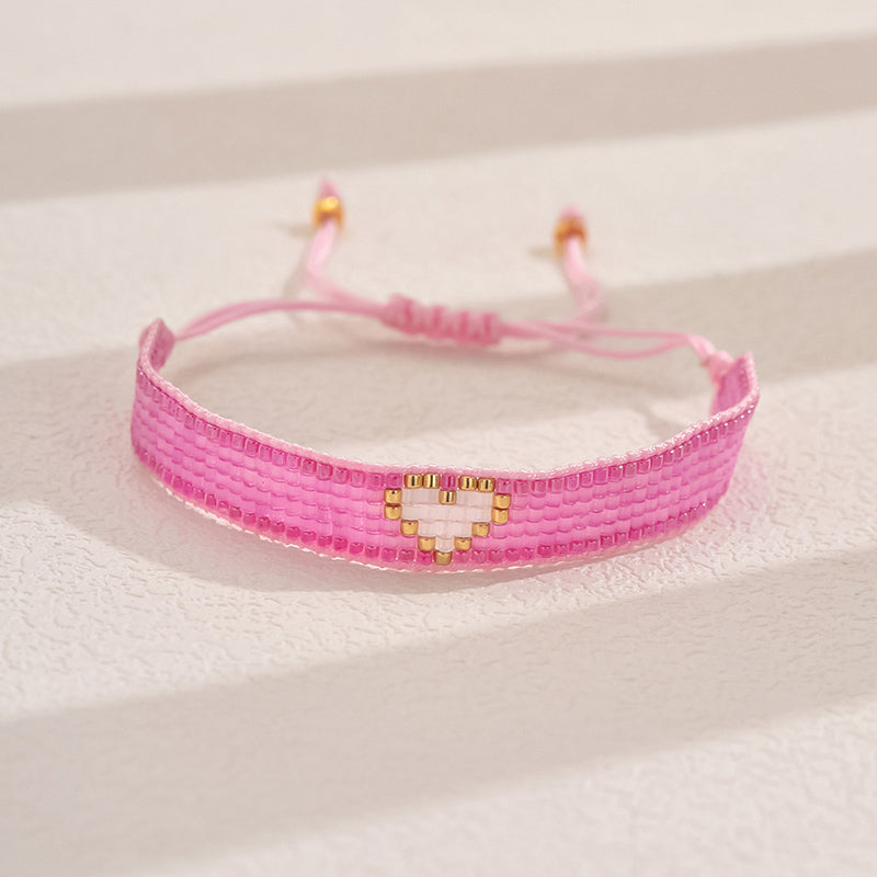 Retro Classic Style Hexagram Heart Shape Flower Glass Beaded Chain String Bracelets
