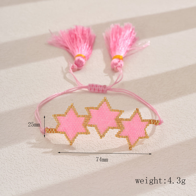 Retro Classic Style Hexagram Heart Shape Flower Glass Beaded Chain String Bracelets