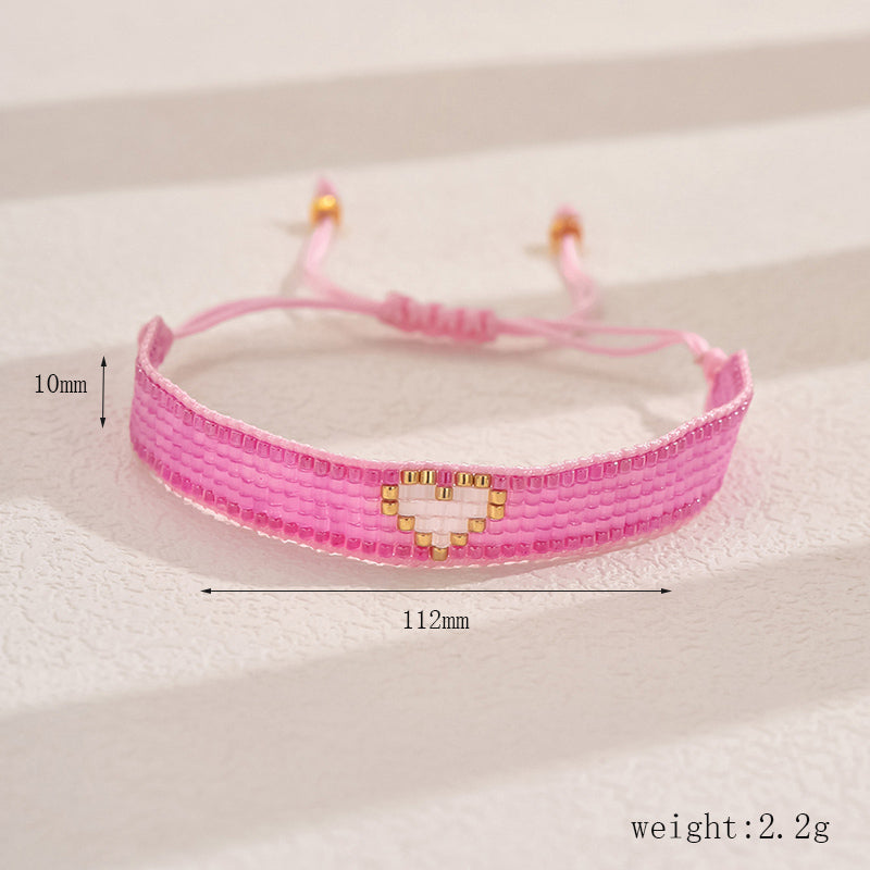 Retro Classic Style Hexagram Heart Shape Flower Glass Beaded Chain String Bracelets