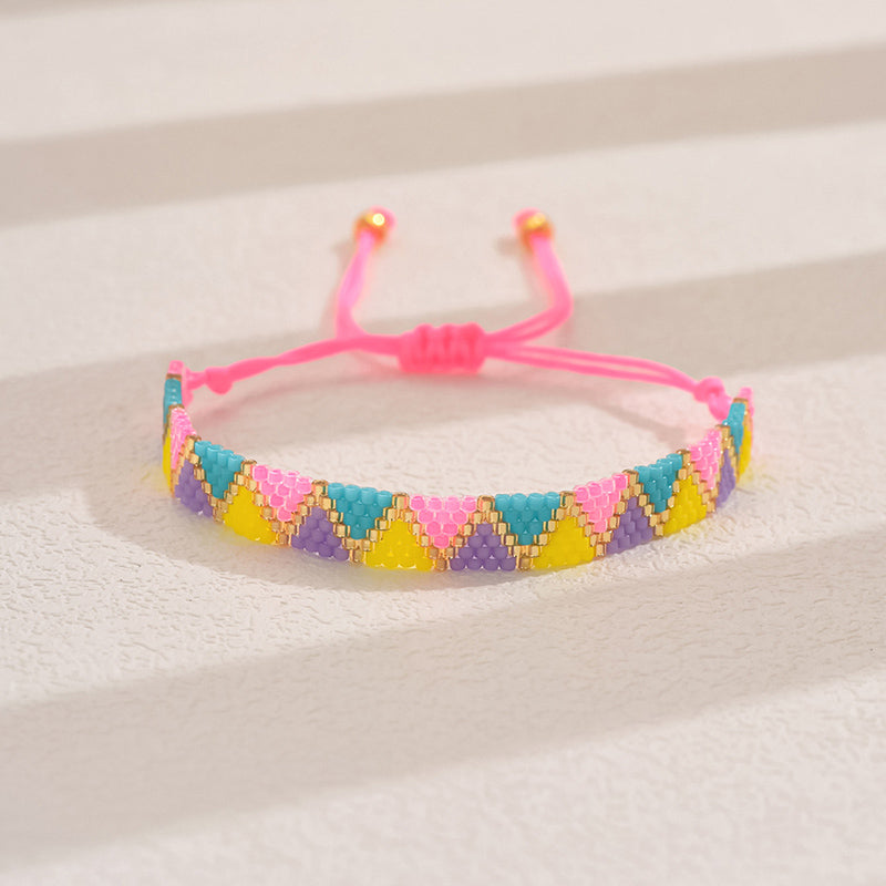 Original Design Handmade IG Style Geometric Arrow Glass Rope Woven Chain String Bracelets