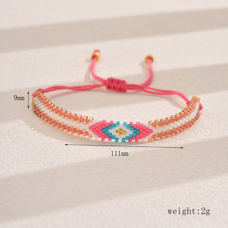 Original Design Handmade IG Style Geometric Arrow Glass Rope Woven Chain String Bracelets
